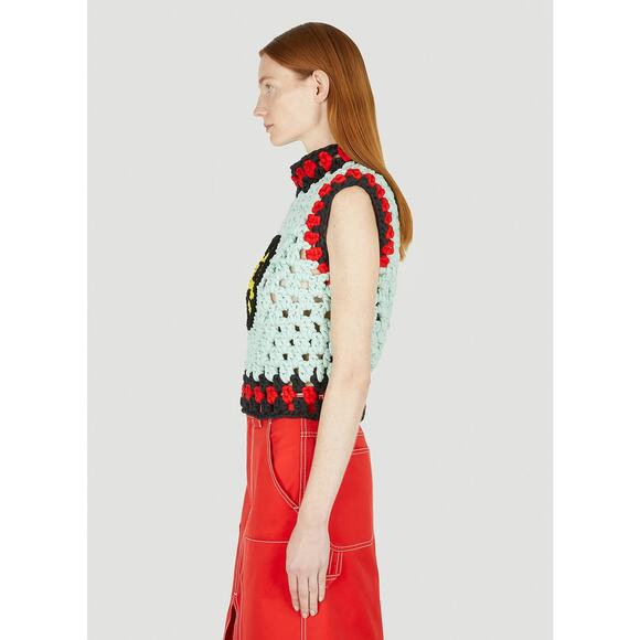 Meryll Rogge Smiley Crocheted Cotton-Blend Sweater Vest - M Mint - Picture 5 of 6